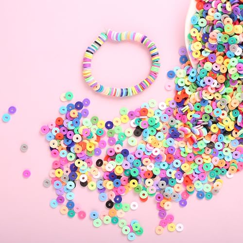 YIEUR 5000 Stück Perlen Heishi Bunte Set zum auffädeln, 6mm Lose Flache Polymer Clay Perlen Mit Loch, Weiche Keramik Spacerperlen für Armband, Halskette, Ohrringe DIY Schmuckherstellung YIEUR 5000 Stück Perlen Heishi Bunte Set zum auffädeln, 6mm Lose Flache Polymer Clay Perlen Mit Loch, Weiche Keramik Spacerperlen für Armband, Halskette, Ohrringe DIY Schmuckherstellung von YIEUR