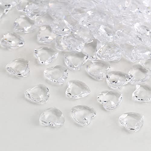 YIEUR 600 Stück weiß Herzen Diamant Konfetti Deko, 12mm glitzer Dekosteine herzen Acryl, Streudeko Kristalle Konfetti Diamanten Plastik Hochzeit Tischdekoration Geschenk Taufe von Partyloon(weiß-12) von YIEUR