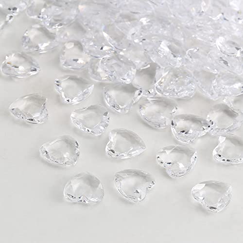 YIEUR 600 Stück weiß Herzen Diamant Konfetti Deko, 12mm Glitzer Dekosteine Acryl, Streudeko Kristalle Konfetti Diamanten Plastik Hochzeit Tischdekoration Geschenk Taufe von Partyloon(weiß-12) von YIEUR