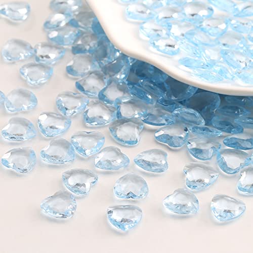 YIEUR 600 Stück blau Herzen Diamant Konfetti Deko, 12mm glitzer Dekosteine herzen Acryl, Streudeko Kristalle Konfetti Diamanten Plastik Hochzeit Tischdekoration Geschenk Taufe von Partyloon(blau-12) von YIEUR