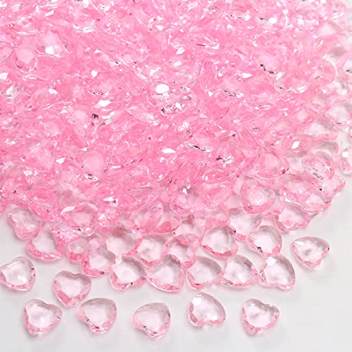 YIEUR 600 Stück rosa Herzen Diamant Konfetti Deko, 12mm glitzer Dekosteine herzen Acryl, Streudeko Kristalle Konfetti Diamanten Plastik Hochzeit Tischdekoration Geschenk Taufe von Partyloon(pink-12) von YIEUR