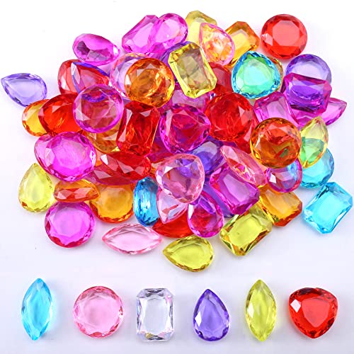 YIEUR 75 Stück Diamanten bunt Acryl glitzer gemischt Perlen Set, 6 style große Diamantkristalle edelsteine Streudeko Konfetti Diamanten Deko für Hochzeit Tischdeko Vase Geschenk (mix) von YIEUR