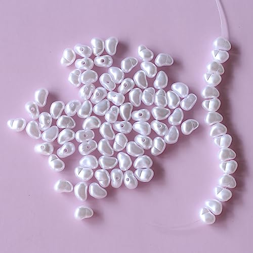 YIEUR 750 Stück Perlen Weiß, 10mm Bastelperlen mit Loch zum Basteln, 150g Lose Kunst pearl Acryl perlenhochzeit für Armbänder Hallskette Deko Handwerk Schmuckherstellung(weiß) von YIEUR