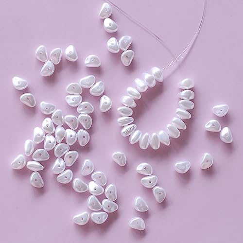 YIEUR 900 Stück Perlen Weiß, 8mm Bastelperlen mit Loch zum Basteln, 150g Lose Kunst pearl Acryl perlenhochzeit für Armbänder Hallskette Deko Handwerk Schmuckherstellung(weiß) von YIEUR