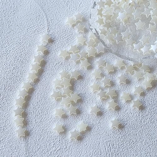 YIEUR 900 Stück Perlen Weiß Sternchen, 10mm Bastelperlen mit Loch zum Basteln, 150g Lose Kunst pearl Acryl Perlenhochzeit für Armbänder Hallskette Deko Handwerk Schmuckherstellung(10mm) von YIEUR