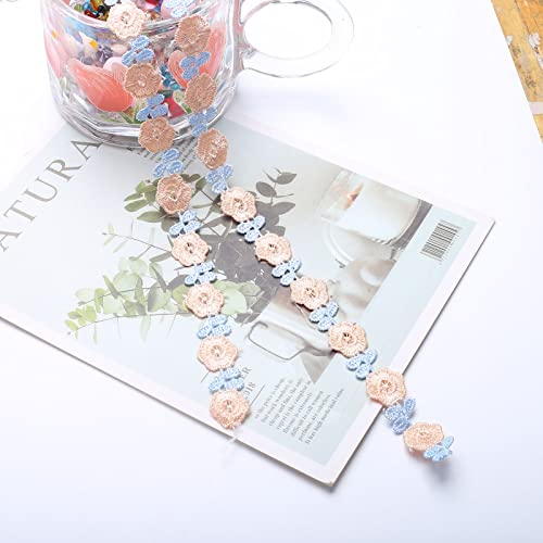 YIEUR 5 Yard Spitzenband Blumen gold, 20mm Spitzenborte Blumen Dekoband Tischdeko Geschenkband Hochzeit, 1 Strang Zierband Stickerei Spitzenborte Blumenband für Handwerk Nähen Deko (3D-B) von YIEUR