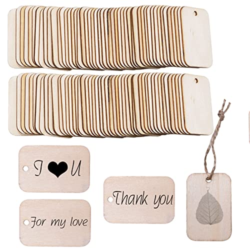 YIEUR 96 Stück Natur Holz Anhänger, 3.5 * 5.2cm Holzplatten zum basteln, Unbehandelte Natur Holz Scheiben mit Loch, Holz Verzierungen Basteln für DIY Handwerk, Laser Gravur, Schnitzen, Malen (5.2cm) von YIEUR