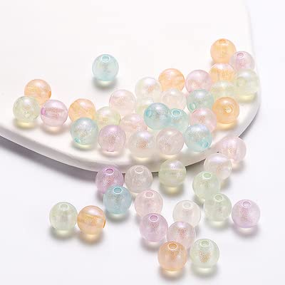 YIEUR 1480 Stück Perlen runde bunte Acryl zum Auffädeln, 6mm Lose gemischte Perlen mit loch, 150g runde Bastelperlen Plastik für DIY & Schmuckherstellung (G/6mm) von YIEUR