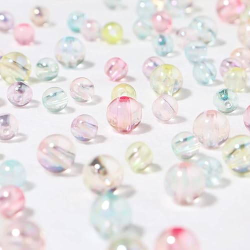YIEUR 620 Stück Perlen Acryl bunte gemischt zum Auffädeln mix, 6/8/10mm gemischt runde Lose Perlen Bastelperlen mit Loch für DIY Schmuckherstellung (ab-mix) von YIEUR