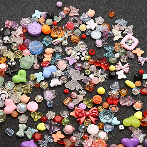YIEUR 250 Stück Perlen bunte Acryl zum Auffädeln, 150g Lose gemischte Perlen Bastelperlen mit Loch für DIY&Schmuckherstellung (mix) von YIEUR