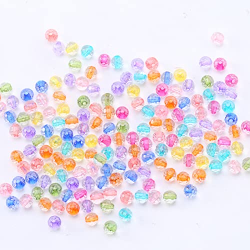 YIEUR 1200 Stück Perlen runde bunte Acryl zum Auffädeln, 6mm Lose gemischte Perlen mit loch, 150g runde Bastelperlen Plastik für DIY & Schmuckherstellung (B) von YIEUR
