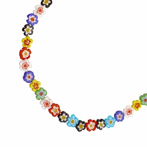 YIEUR 55 Stück Blumen Perlen bunt glas, 8mm Glas Perlen 1 Stränge Blumen Form Spacer Perlen Bastelperlen für DIY Schmuckherstellung (blumen-8mm) von YIEUR