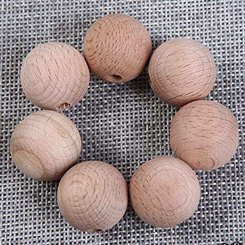 YIEUR 50 Stück Natur Holzperlen zum Auffädeln, 20mm Buchenholz Holzkugeln, Runde Holz Perlen Natur mit Loch für DIY&Schmuckherstellung(20mm) von YIEUR