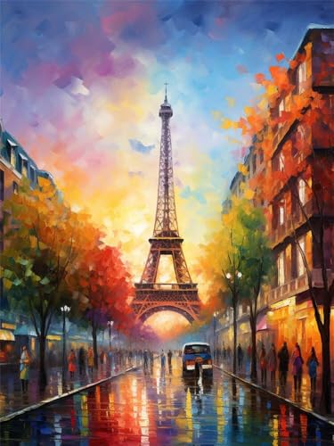 Diamond Painting Eiffelturm 40x60cm, 5D Diamant Painting Bilder für Erwachsene und Anfänger, DIY Diamond Painting Set Paris Full Drill Diamant Kunst Malerei Stickerei Kits für Home Wand Décor -RD1322 von YIFEIYANYFY