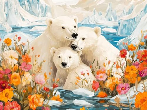 Diamond Painting Eisbär Blume 40x30cm, 5D Diamant Painting Bilder für Erwachsene und Anfänger, DIY Diamond Painting Set Gletscher Full Drill Diamant Kunst Malerei Kits für Home Wand Décor -RD634 Diamond Painting Eisbär Blume 40x30cm, 5D Diamant Painting Bilder für Erwachsene und Anfänger, DIY Diamond Painting Set Gletscher Full Drill Diamant Kunst Malerei Kits für Home Wand Décor -RD634 von YIFEIYANYFY