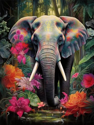 Diamond Painting Elefant xxl 70x100cm, 5D Diamant Painting Bilder für Erwachsene und Anfänger, DIY Diamond Painting Set Waldblume Full Drill Diamant Kunst Malerei Kits für Home Wand Décor -RD950 Diamond Painting Elefant xxl 70x100cm, 5D Diamant Painting Bilder für Erwachsene und Anfänger, DIY Diamond Painting Set Waldblume Full Drill Diamant Kunst Malerei Kits für Home Wand Décor -RD950 von YIFEIYANYFY