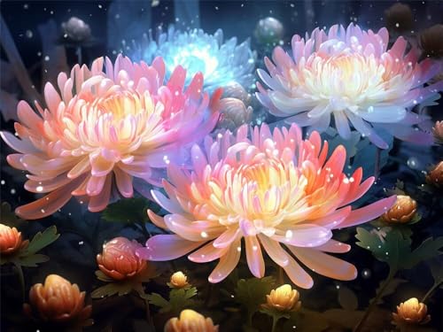 Diamond Painting Erwachsene Ästhetik Diamant Painting Bilder Chrysantheme, 5D Diamond-Painting Groß 100x70cm, DIY Diamant Malerei Set Mosaikherstellung Bastelset für Wanddekoration Geschenk -RD504 von YIFEIYANYFY