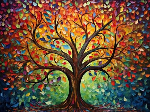 Diamond Painting Erwachsene Buntes Diamant Painting Bilder Baum Des Lebens, 5D Diamond-Painting Groß 120x80cm, DIY Diamant Malerei Set Mosaikherstellung Bastelset für Wanddekoration Geschenk -RD616 von YIFEIYANYFY