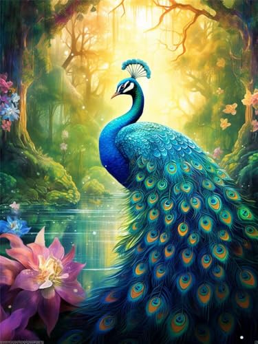 Diamond Painting Erwachsene Fantasie Diamant Painting Bilder Pfau, 5D Diamond-Painting Groß 80x120cm, DIY Diamant Malerei Set Mosaikherstellung Bastelset als Geschenk für Wanddekoration -RD1288 von YIFEIYANYFY