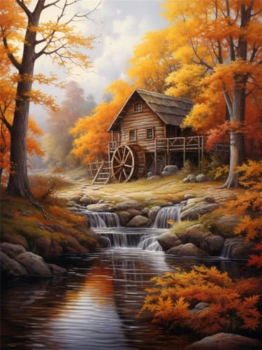 Diamond Painting Erwachsene Herbstwälder Diamant Painting Bilder Fluss, 5D Diamond-Painting Groß 60x80 cm, DIY Diamant Malerei Set Mosaikherstellung Bastelset als Geschenk für Wanddekoration -RD1303 von YIFEIYANYFY
