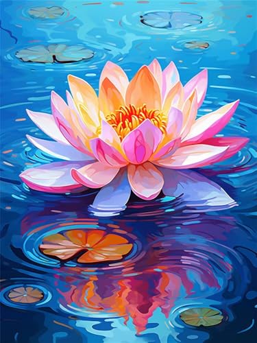 Diamond Painting Erwachsene Lotos Diamant Painting Bilder Pflanzen, 5D Diamond-Painting Groß 40x50 cm, DIY Diamant Malerei Set Mosaikherstellung Bastelset als Geschenk für Wanddekoration -RD1135 von YIFEIYANYFY