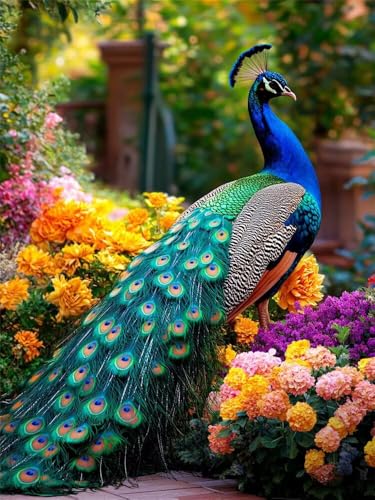 Diamond Painting Erwachsene Pfau Diamant Painting Bilder Blumen, 5D Diamond-Painting Groß 50x80 cm, DIY Diamant Malerei Mosaikherstellung Bastelset Erwachsene als Geschenk für Wanddekoration -RD1095 von YIFEIYANYFY
