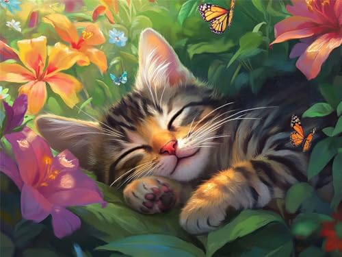 Diamond Painting Erwachsene Schlafende Katze Diamant Painting Bilder Blumen, 5D Diamond-Painting Groß 60x40cm, DIY Diamant Malerei Set Mosaikherstellung Bastelset für Wanddekoration Geschenk -RD624 Diamond Painting Erwachsene Schlafende Katze Diamant Painting Bilder Blumen, 5D Diamond-Painting Groß 60x40cm, DIY Diamant Malerei Set Mosaikherstellung Bastelset für Wanddekoration Geschenk -RD624 von YIFEIYANYFY