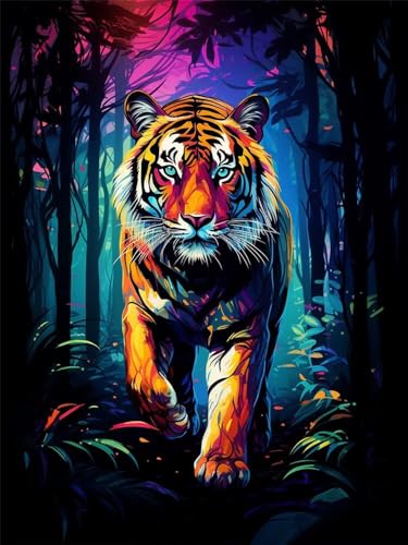Diamond Painting Erwachsene Tiger Diamant Painting Bilder Wälder, 5D Diamond-Painting Groß 40x50 cm, DIY Diamant Malerei Mosaikherstellung Bastelset Erwachsene als Geschenk für Wanddekoration -RD1143 von YIFEIYANYFY