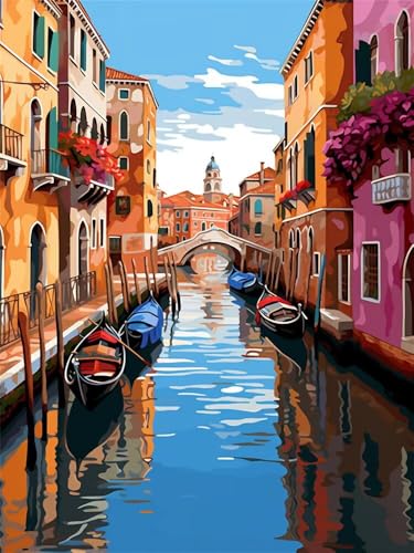 Diamond Painting Erwachsene Venedig Diamant Painting Bilder Landschaft, 5D Diamond-Painting Groß 60x80 cm, DIY Diamant Malerei Set Mosaikherstellung Bastelset als Geschenk für Wanddekoration -RD1323 von YIFEIYANYFY