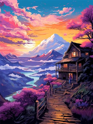 Diamond Painting Erwachsene Verschneiter Bergfluss Diamant Painting Bilder Landschaft, 5D Diamond-Painting Groß 60x80cm, DIY Diamant Malerei Set Mosaikherstellung Bastelset für Wanddekoration -RD1292 von YIFEIYANYFY