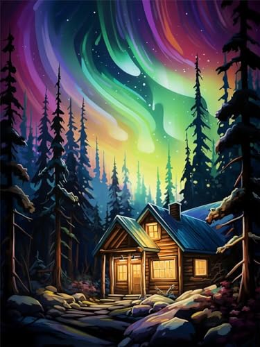 Diamond Painting Erwachsene Waldhaus Diamant Painting Bilder Aurora, 5D Diamond-Painting Groß 40x60 cm, DIY Diamant Malerei Set Mosaikherstellung Bastelset als Geschenk für Wanddekoration -RD939 Diamond Painting Erwachsene Waldhaus Diamant Painting Bilder Aurora, 5D Diamond-Painting Groß 40x60 cm, DIY Diamant Malerei Set Mosaikherstellung Bastelset als Geschenk für Wanddekoration -RD939 von YIFEIYANYFY