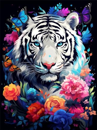 Diamond Painting Erwachsene Weißer Tiger Diamant Painting Bilder Blumen, 5D Diamond-Painting Groß 50x80cm, DIY Diamant Malerei Set Mosaikherstellung Bastelset als Geschenk für Wanddekoration -RD972 Diamond Painting Erwachsene Weißer Tiger Diamant Painting Bilder Blumen, 5D Diamond-Painting Groß 50x80cm, DIY Diamant Malerei Set Mosaikherstellung Bastelset als Geschenk für Wanddekoration -RD972 von YIFEIYANYFY