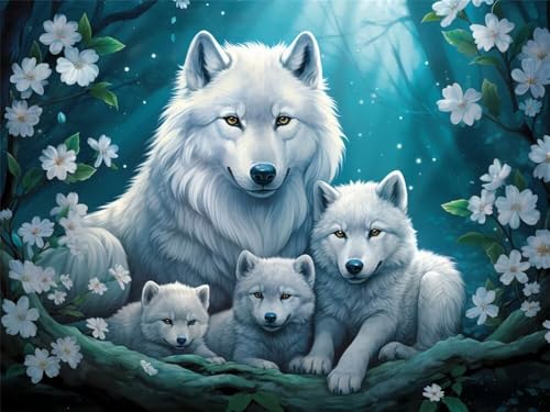 Diamond Painting Familie Wolf 40x30cm, 5D Diamant Painting Bilder für Erwachsene und Anfänger, DIY Diamond Painting Set Blumen Full Diamant Kunst Malerei Stickerei Kits für Home Wand Décor -RD610 Diamond Painting Familie Wolf 40x30cm, 5D Diamant Painting Bilder für Erwachsene und Anfänger, DIY Diamond Painting Set Blumen Full Diamant Kunst Malerei Stickerei Kits für Home Wand Décor -RD610 von YIFEIYANYFY