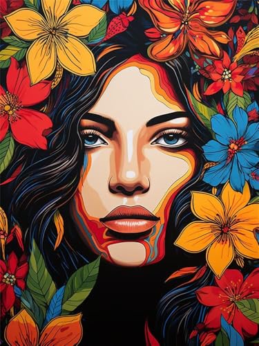 Diamond Painting Frau 80x120 cm, 5D Diamant Painting Bilder für Erwachsene und Anfänger, DIY Diamond Painting Set Blumen Full Drill Diamant Kunst Malerei Stickerei Kits für Home Wand Décor -RD1137 von YIFEIYANYFY