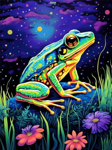 Diamond Painting Frosch 60x80 cm, 5D Diamant Painting Bilder für Erwachsene und Anfänger, DIY Diamond Painting Set Blumen Full Drill Diamant Kunst Malerei Stickerei Kits für Home Wand Décor -RD1129 von YIFEIYANYFY