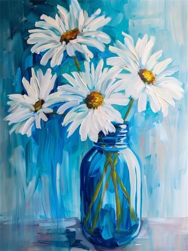Diamond Painting Gänseblümchen 40x60 cm, 5D Diamant Painting Bilder für Erwachsene und Anfänger, DIY Diamond Painting Set Retro Full Drill Diamant Kunst Malerei Kits für Home Wand Décor -RD1301 von YIFEIYANYFY