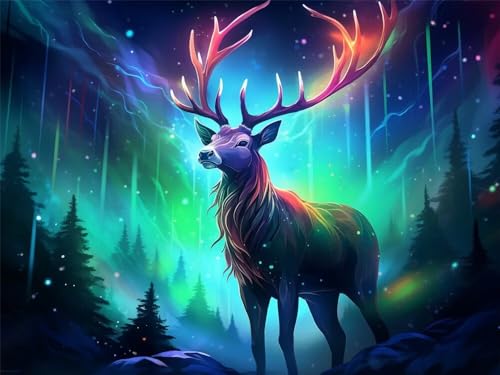 Diamond Painting Hirsche 50x40cm, 5D Diamant Painting Bilder für Erwachsene und Anfänger, DIY Diamond Painting Set Wald Sterne Full Diamant Kunst Malerei Stickerei Kits für Home Wand Décor -RD602 Diamond Painting Hirsche 50x40cm, 5D Diamant Painting Bilder für Erwachsene und Anfänger, DIY Diamond Painting Set Wald Sterne Full Diamant Kunst Malerei Stickerei Kits für Home Wand Décor -RD602 von YIFEIYANYFY