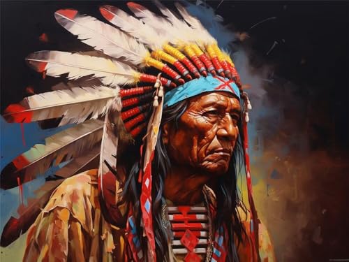 Diamond Painting Indianer 60x40cm, 5D Diamant Painting Bilder für Erwachsene und Anfänger, DIY Diamond Painting Set Älterer Mensch Full Drill Diamant Kunst Malerei Kits für Home Wand Décor -RD606 Diamond Painting Indianer 60x40cm, 5D Diamant Painting Bilder für Erwachsene und Anfänger, DIY Diamond Painting Set Älterer Mensch Full Drill Diamant Kunst Malerei Kits für Home Wand Décor -RD606 von YIFEIYANYFY