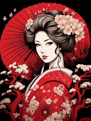 Diamond Painting Japan xxl 60x80 cm, 5D Diamant Painting Bilder für Erwachsene und Anfänger, DIY Diamond Painting Set Frau Full Drill Diamant Kunst Malerei Stickerei Kits für Home Wand Décor -RD1285 von YIFEIYANYFY