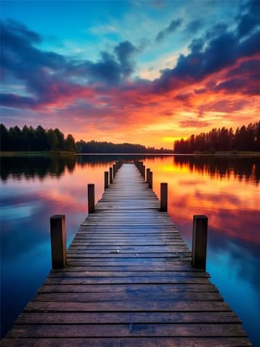 Diamond Painting Landschaft 40x60 cm, 5D Diamant Painting Bilder für Erwachsene und Anfänger, DIY Diamond Painting Set Holzbrücke In Der Abenddämmerung Diamant Kunst Malerei für Wand Décor -RD945 Diamond Painting Landschaft 40x60 cm, 5D Diamant Painting Bilder für Erwachsene und Anfänger, DIY Diamond Painting Set Holzbrücke In Der Abenddämmerung Diamant Kunst Malerei für Wand Décor -RD945 von YIFEIYANYFY