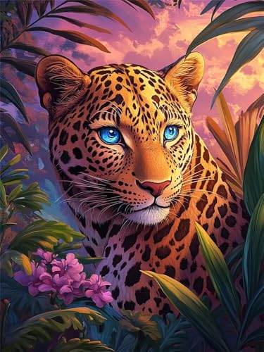 Diamond Painting Leopard 60x90cm, 5D Diamant Painting Bilder für Erwachsene und Anfänger, DIY Diamond Painting Set Tiere Full Drill Diamant Kunst Malerei Stickerei Kits für Home Wand Décor -RD1126 von YIFEIYANYFY