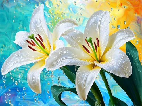 Diamond Painting Lilie 80x50 cm, 5D Diamant Painting Bilder für Erwachsene und Anfänger, DIY Diamond Painting Set Ästhetik Full Drill Diamant Kunst Malerei Stickerei Kits für Home Wand Décor -RD597 Diamond Painting Lilie 80x50 cm, 5D Diamant Painting Bilder für Erwachsene und Anfänger, DIY Diamond Painting Set Ästhetik Full Drill Diamant Kunst Malerei Stickerei Kits für Home Wand Décor -RD597 von YIFEIYANYFY