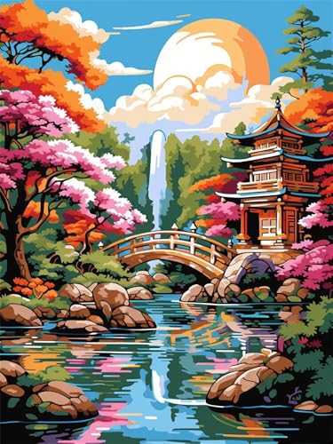Diamond Painting Parkbrücke xxl 60x80cm, 5D Diamant Painting Bilder für Erwachsene und Anfänger, DIY Diamond Painting Set Landschaft Full Drill Diamant Kunst Malerei für Home Wand Décor -RD1282 von YIFEIYANYFY