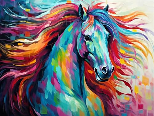 Diamond Painting Pferd xxl 80x50 cm, 5D Diamant Painting Bilder für Erwachsene und Anfänger, DIY Diamond Painting Set Buntes Full Drill Diamant Kunst Malerei Stickerei Kits für Home Wand Décor -RD169 Diamond Painting Pferd xxl 80x50 cm, 5D Diamant Painting Bilder für Erwachsene und Anfänger, DIY Diamond Painting Set Buntes Full Drill Diamant Kunst Malerei Stickerei Kits für Home Wand Décor -RD169 von YIFEIYANYFY