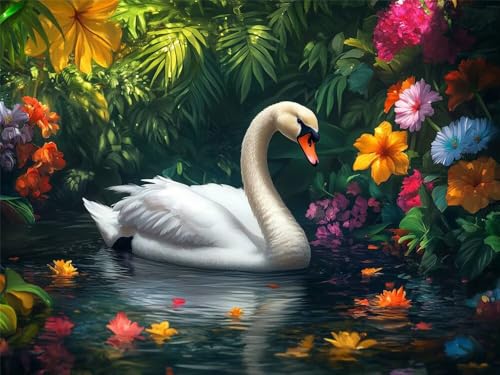 Diamond Painting Schwan xxl 70x50cm, 5D Diamant Painting Bilder für Erwachsene und Anfänger, DIY Diamond Painting Set Blumen Full Drill Diamant Kunst Malerei Stickerei Kits für Home Wand Décor -RD630 Diamond Painting Schwan xxl 70x50cm, 5D Diamant Painting Bilder für Erwachsene und Anfänger, DIY Diamond Painting Set Blumen Full Drill Diamant Kunst Malerei Stickerei Kits für Home Wand Décor -RD630 von YIFEIYANYFY
