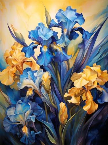 Diamond Painting Schwertlilie xxl 50x80cm, 5D Diamant Painting Bilder für Erwachsene und Anfänger, DIY Diamond Painting Set Blumen Full Drill Diamant Kunst Malerei Kits für Home Wand Décor -RD1318 von YIFEIYANYFY