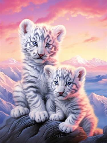 Diamond Painting Tigerjunges xxl 60x80 cm, 5D Diamant Painting Bilder für Erwachsene und Anfänger, DIY Diamond Painting Set Tiere Full Drill Diamant Kunst Malerei Kits für Home Wand Décor -RD1281 von YIFEIYANYFY