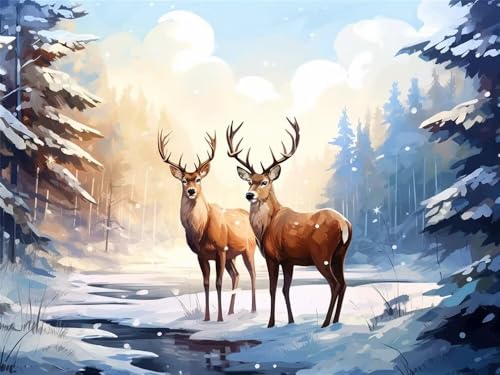 Diamond Painting Winter-Hirsch xxl 100x70cm, 5D Diamant Painting Bilder für Erwachsene und Anfänger, DIY Diamond Painting Set Tiere Full Drill Diamant Kunst Malerei Kits für Home Wand Décor -RD590 Diamond Painting Winter-Hirsch xxl 100x70cm, 5D Diamant Painting Bilder für Erwachsene und Anfänger, DIY Diamond Painting Set Tiere Full Drill Diamant Kunst Malerei Kits für Home Wand Décor -RD590 von YIFEIYANYFY