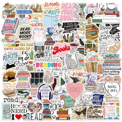 Reading Aufkleber,100 Stücke Buch Lesen Vintage Aufkleber Wasserfeste Vinyl-Aufkleber Bookish Sticker Inspirational Book Stickers für Students Teachers Wasserflaschen Buch Laptops Scrapbook Skateboard von YIFLorine TANG