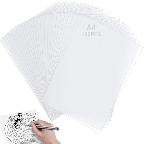 Transparentpapier,100 Blätter Transparentpapier Bedruckbar,A4 Durchsichtige Papier Seidenpapier Transparentpapier Architektenpapier für Skizzieren,DIY-Karten,Verpacken,Zeichnen (29,7cm x 21cm) von YIFLorine TANG